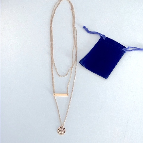💝🎁✨ Golden triple chain necklace with pendant new #gift - Picture 1 of 1